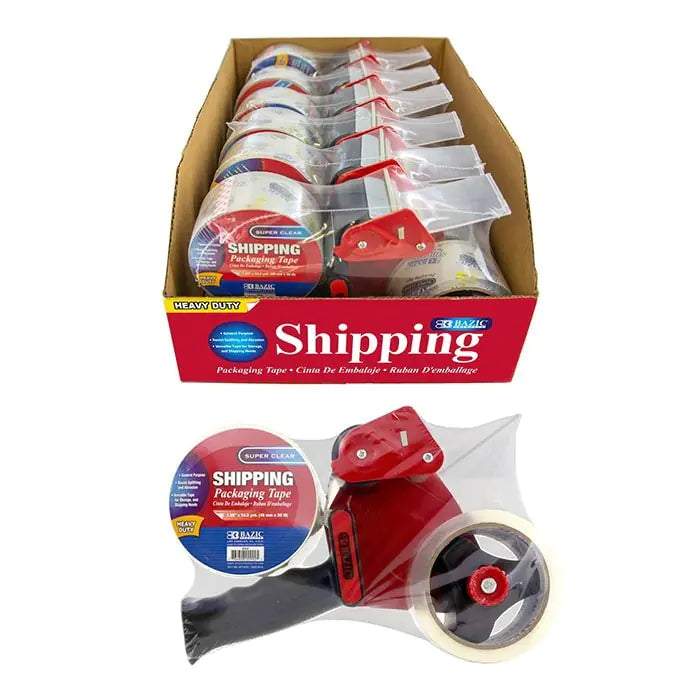 Packaging Tape Dispenser w/ 2 Inch 1.88" X 54.6 Yards Super Clear Tape